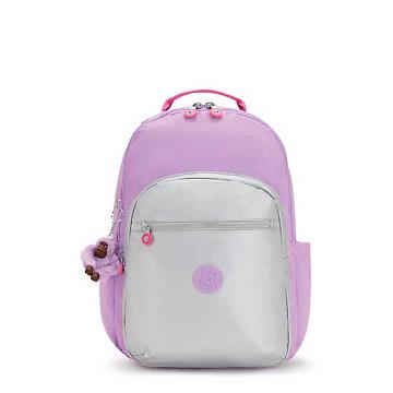 Kipling Seoul Large 15" Laptop Backpacks Purple Candy Block | AU 1842WN